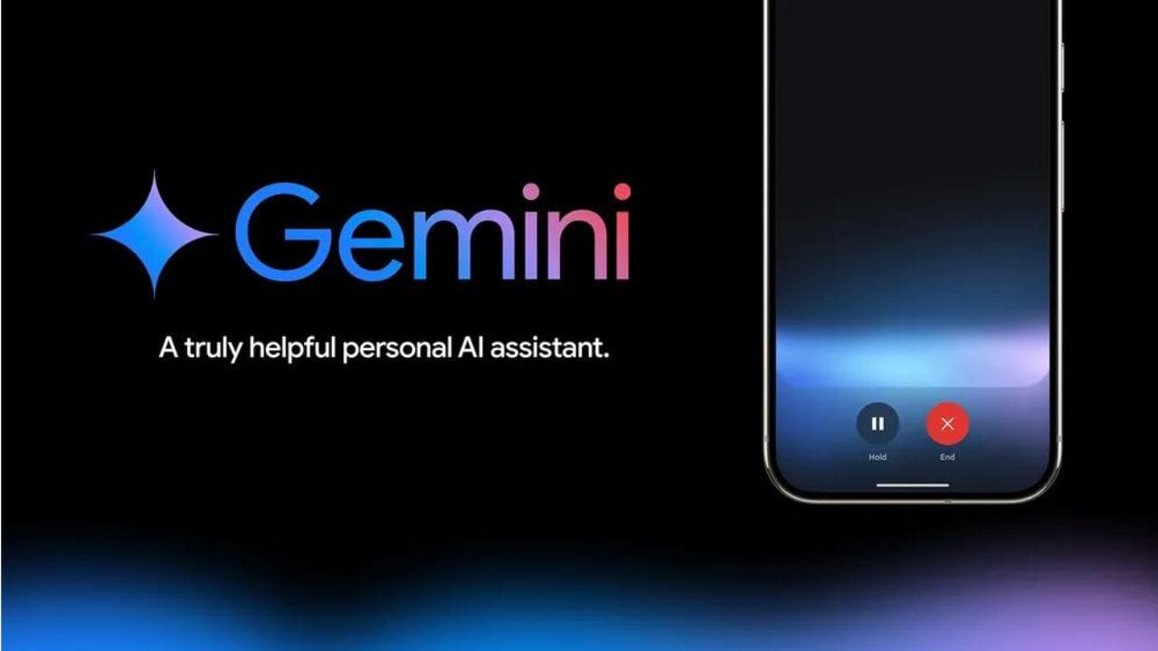 رابط مکالمه صوتی Gemini Live روی گوشی در کنار لوگوی Gemini