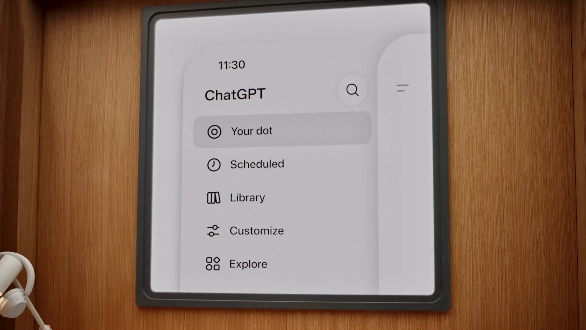 گزینه Your dot در منوی ChatGPT برای دسترسی به OpenAI Dots