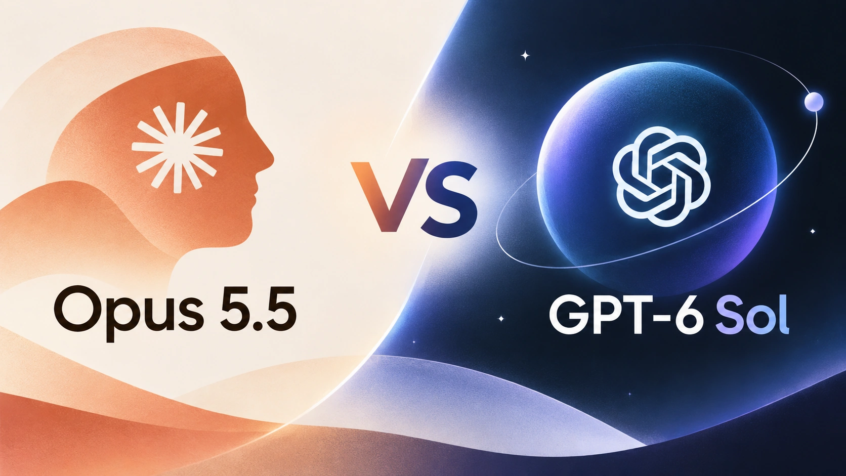 مقایسه Claude Opus 5.5 و GPT-6 Sol با لوگوی Anthropic و OpenAI