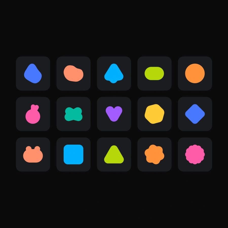 مجموعه آواتارها و شکل‌های رنگی قابل انتخاب برای OpenAI Dots