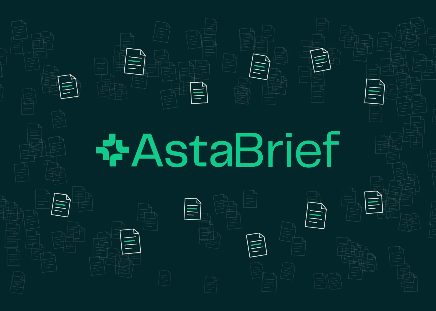 پوستر مدل AstaBrief با نقش اسناد در زمینه سبز تیره