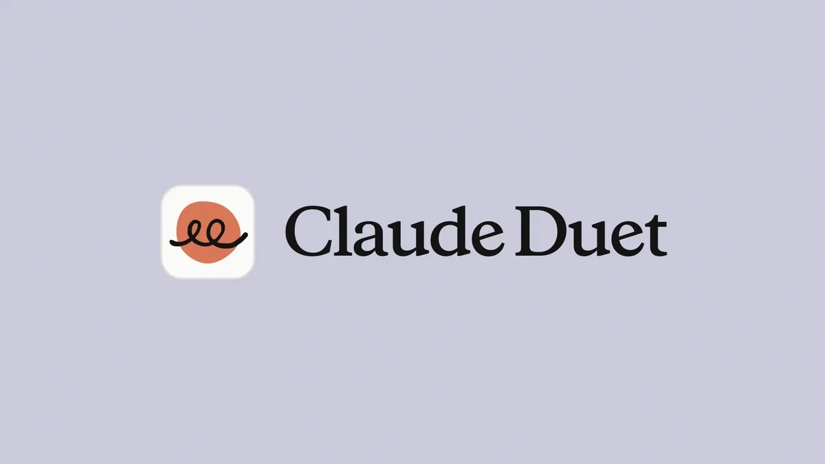 لوگو و نام Claude Duet روی پس‌زمینه یاسی‌رنگ