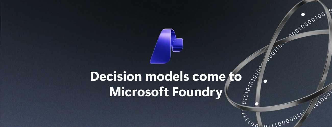 بنر معرفی مدل‌های تصمیم‌گیری در Microsoft Foundry با طرح جریان داده‌های دیجیتال