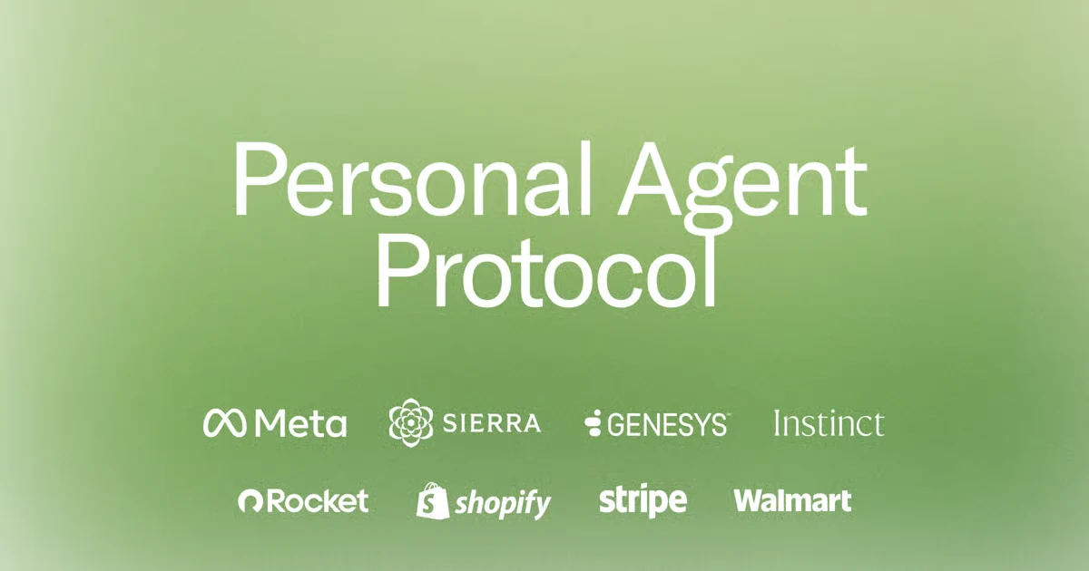 تصویر معرفی استاندارد Personal Agent Protocol با نشان شرکت‌های مشارکت‌کننده