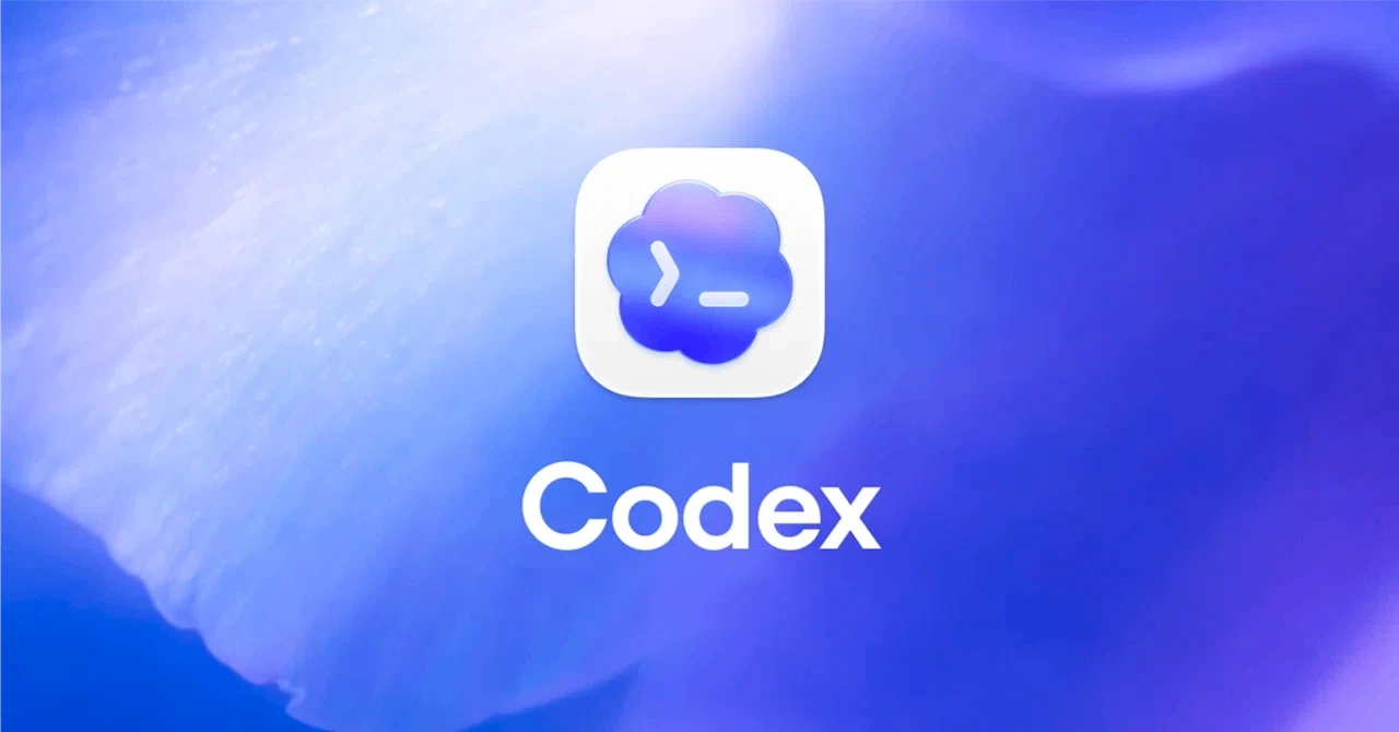 نشان و نام برنامه Codex روی پسزمینه آبی و بنفش