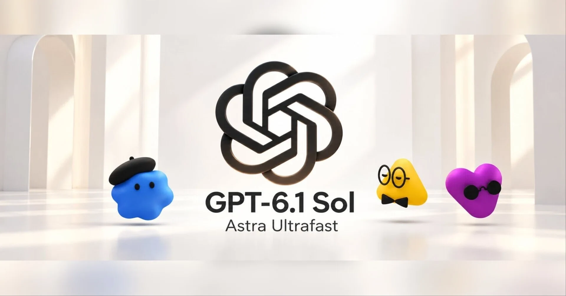 تصویر معرفی GPT-6.1 Sol و حالت Astra Ultrafast همراه با نشان OpenAI